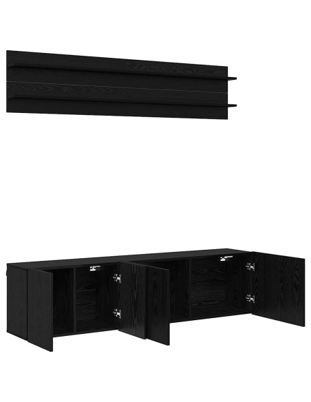 Unità TV Montaggio a parete 6 pcs Rovere nero Legno multistrato