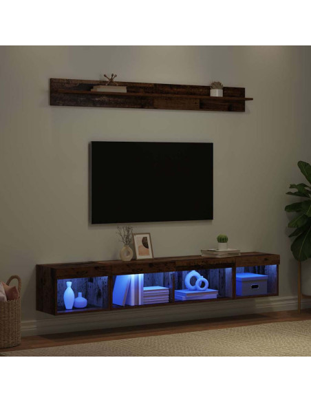 Set di Mobiletto da TV a Parete con led 5 pcs Legno vecchio