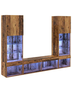 Unità a muro per TV con LED con led 5 pcs Legno vecchio 2