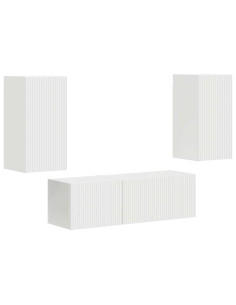 Set di Mobiletto da TV a Parete 4 pcs Bianco Legno multistrato 2