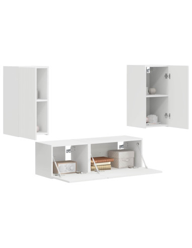 Set di Mobiletto da TV a Parete 4 pcs Bianco Legno multistrato