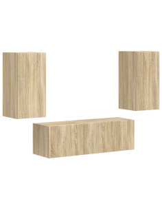 Set di Mobiletto da TV a Parete 4 pcs Rovere Sonoma 2