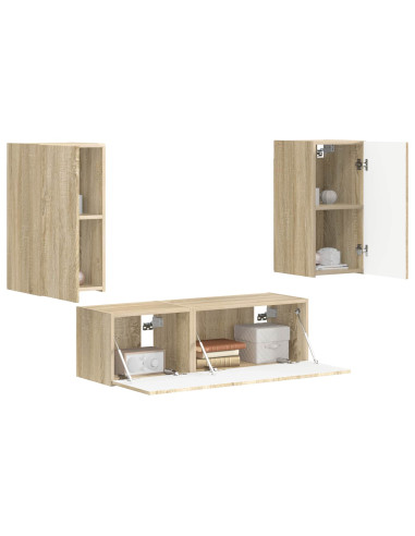 Set di Mobiletto da TV a Parete 4 pcs Rovere Sonoma