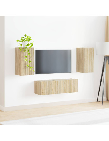 Set di Mobiletto da TV a Parete 4 pcs Rovere Sonoma