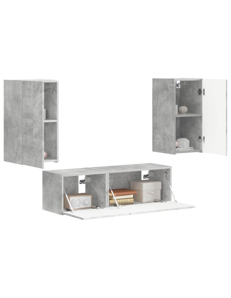Set di Mobiletto da TV a Parete 4 pcs Grigio cemento