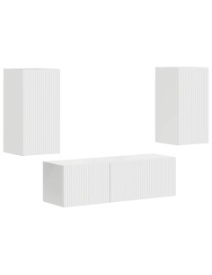 Set di Mobiletto da TV a Parete 4 pcs Bianco Lucido 2