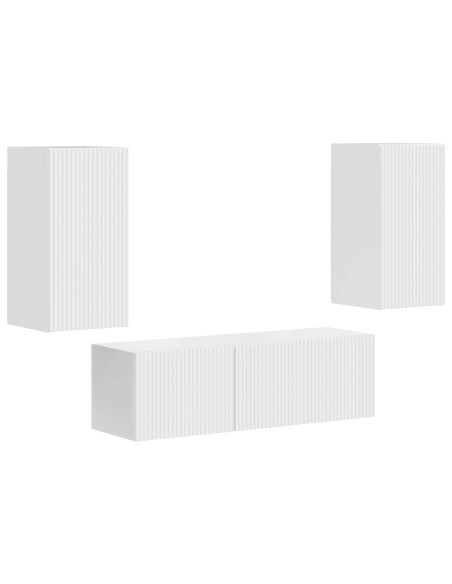 Set di Mobiletto da TV a Parete 4 pcs Bianco Lucido