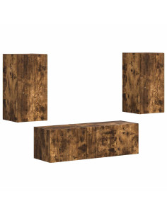 Set di Mobiletto da TV a Parete 4 pcs Rovere fumé 2