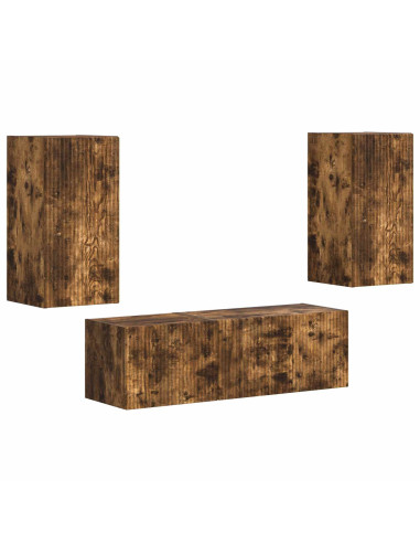 Set di Mobiletto da TV a Parete 4 pcs Rovere fumé