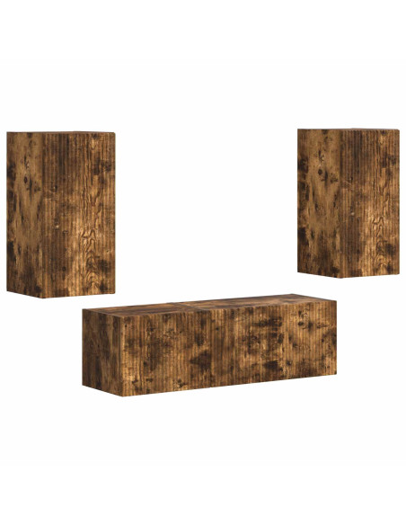 Set di Mobiletto da TV a Parete 4 pcs Rovere fumé