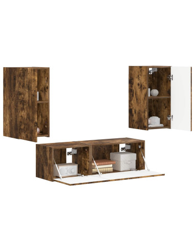 Set di Mobiletto da TV a Parete 4 pcs Rovere fumé