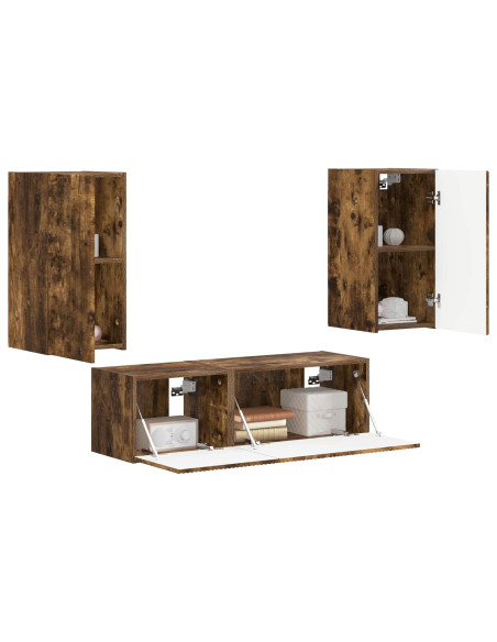 Set di Mobiletto da TV a Parete 4 pcs Rovere fumé