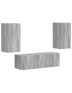 Set di Mobiletto da TV a Parete 4 pcs Grigio Sonoma 2