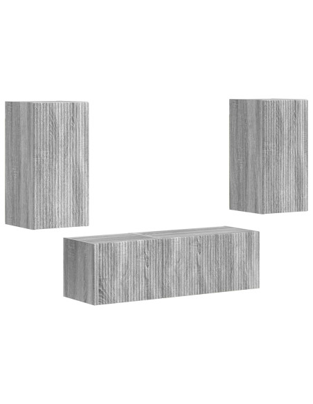 Set di Mobiletto da TV a Parete 4 pcs Grigio Sonoma