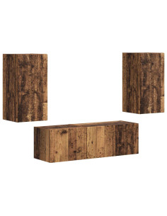 Set di Mobiletto da TV a Parete 4 pcs Legno vecchio 2