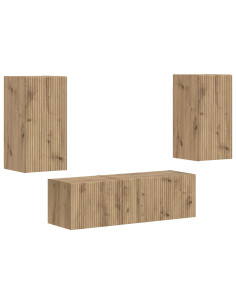 Set di Mobiletto da TV a Parete 4 pcs Rovere artigianale 2