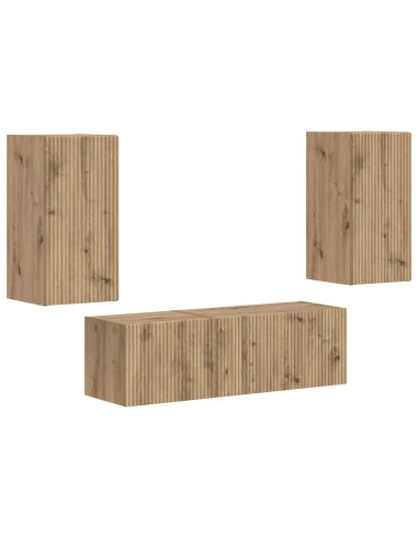 Set di Mobiletto da TV a Parete 4 pcs Rovere artigianale