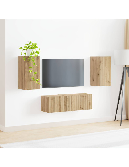 Set di Mobiletto da TV a Parete 4 pcs Rovere artigianale