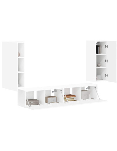 Set di Mobiletto da TV a Parete 4 pcs Bianco Legno multistrato