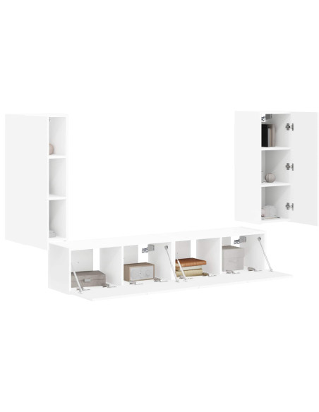 Set di Mobiletto da TV a Parete 4 pcs Bianco Legno multistrato