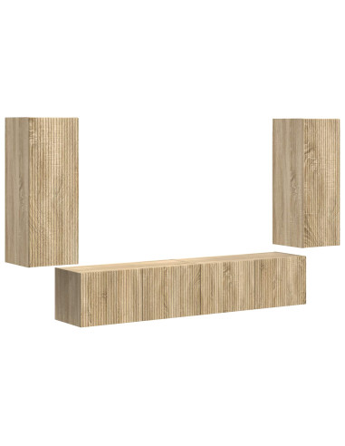 Set di Mobiletto da TV a Parete 4 pcs Rovere Sonoma