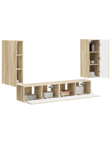 Set di Mobiletto da TV a Parete 4 pcs Rovere Sonoma