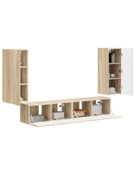 Set di Mobiletto da TV a Parete 4 pcs Rovere Sonoma