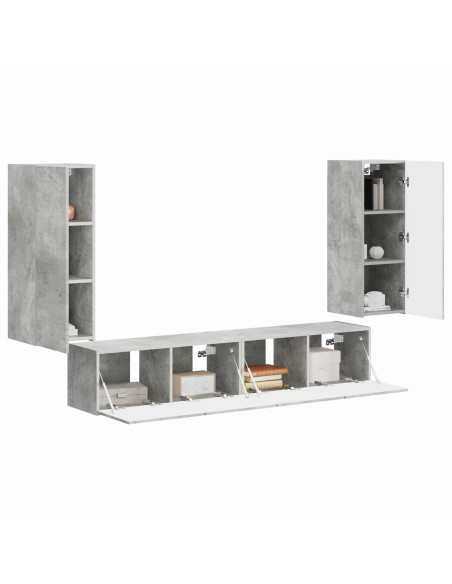 Set di Mobiletto da TV a Parete 4 pcs Grigio cemento