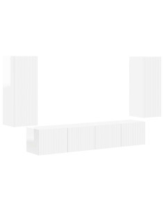 Set di Mobiletto da TV a Parete 4 pcs Bianco Lucido 2