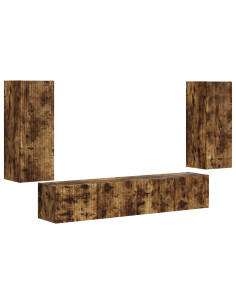 Set di Mobiletto da TV a Parete 4 pcs Rovere fumé 2