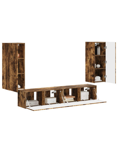 Set di Mobiletto da TV a Parete 4 pcs Rovere fumé