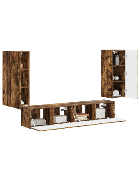 Set di Mobiletto da TV a Parete 4 pcs Rovere fumé