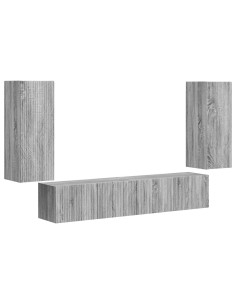 Set di Mobiletto da TV a Parete 4 pcs Grigio Sonoma 2