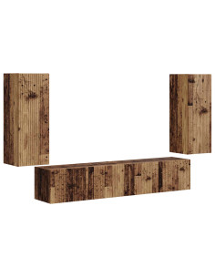 Set di Mobiletto da TV a Parete 4 pcs Legno vecchio 2