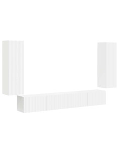 Set di Mobiletto da TV a Parete 4 pcs Bianco Legno multistrato 2