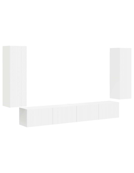 Set di Mobiletto da TV a Parete 4 pcs Bianco Legno multistrato