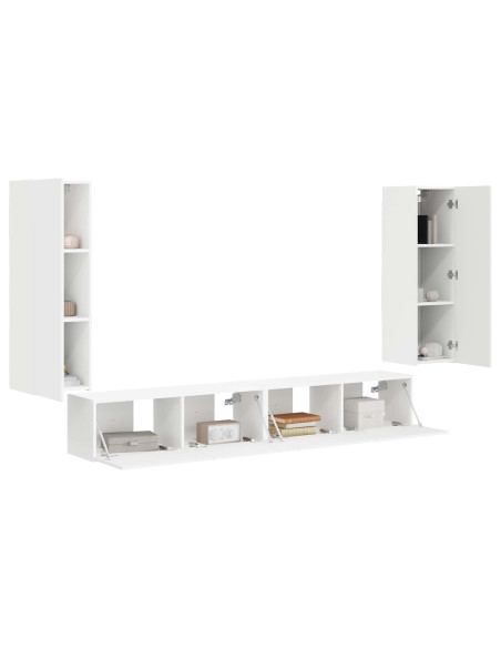 Set di Mobiletto da TV a Parete 4 pcs Bianco Legno multistrato