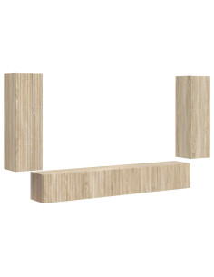 Set di Mobiletto da TV a Parete 4 pcs Rovere Sonoma 2