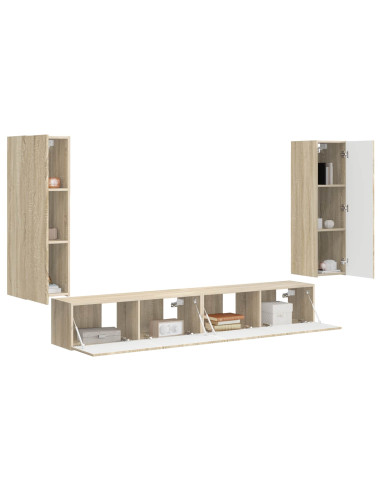Set di Mobiletto da TV a Parete 4 pcs Rovere Sonoma