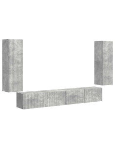 Set di Mobiletto da TV a Parete 4 pcs Grigio cemento 2