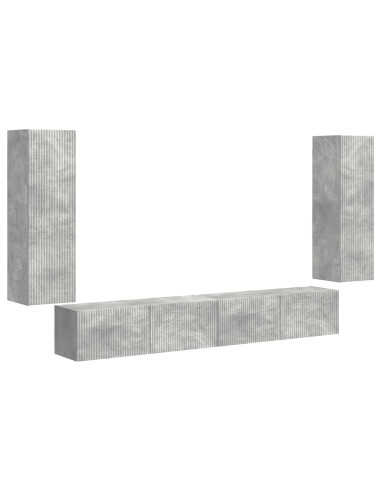 Set di Mobiletto da TV a Parete 4 pcs Grigio cemento