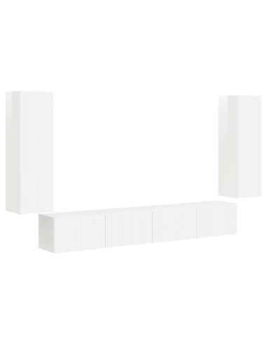 Set di Mobiletto da TV a Parete 4 pcs Bianco Lucido