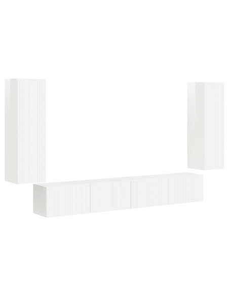 Set di Mobiletto da TV a Parete 4 pcs Bianco Lucido