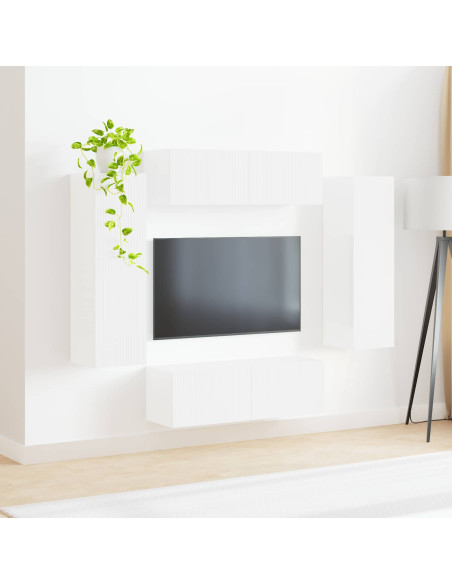 Set di Mobiletto da TV a Parete 4 pcs Bianco Lucido