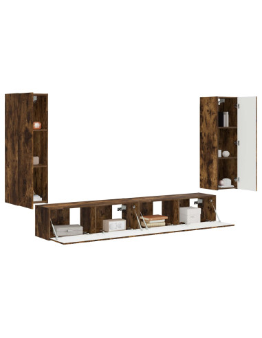 Set di Mobiletto da TV a Parete 4 pcs Rovere fumé