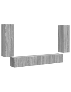 Set di Mobiletto da TV a Parete 4 pcs Grigio Sonoma 2