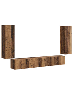 Set di Mobiletto da TV a Parete 4 pcs Legno vecchio 2