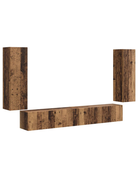 Set di Mobiletto da TV a Parete 4 pcs Legno vecchio