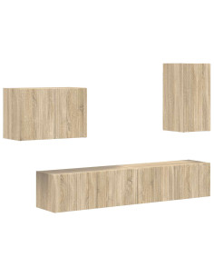 Set di Mobiletto da TV a Parete 4 pcs Rovere Sonoma 2