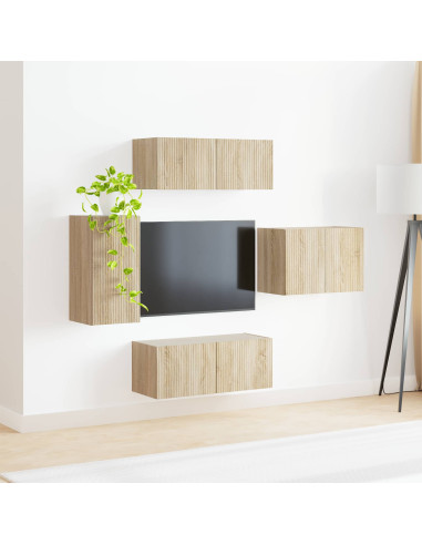Set di Mobiletto da TV a Parete 4 pcs Rovere Sonoma